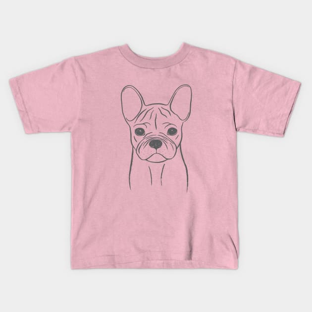 French Bulldog (Pink and Gray) Kids T-Shirt by illucalliart